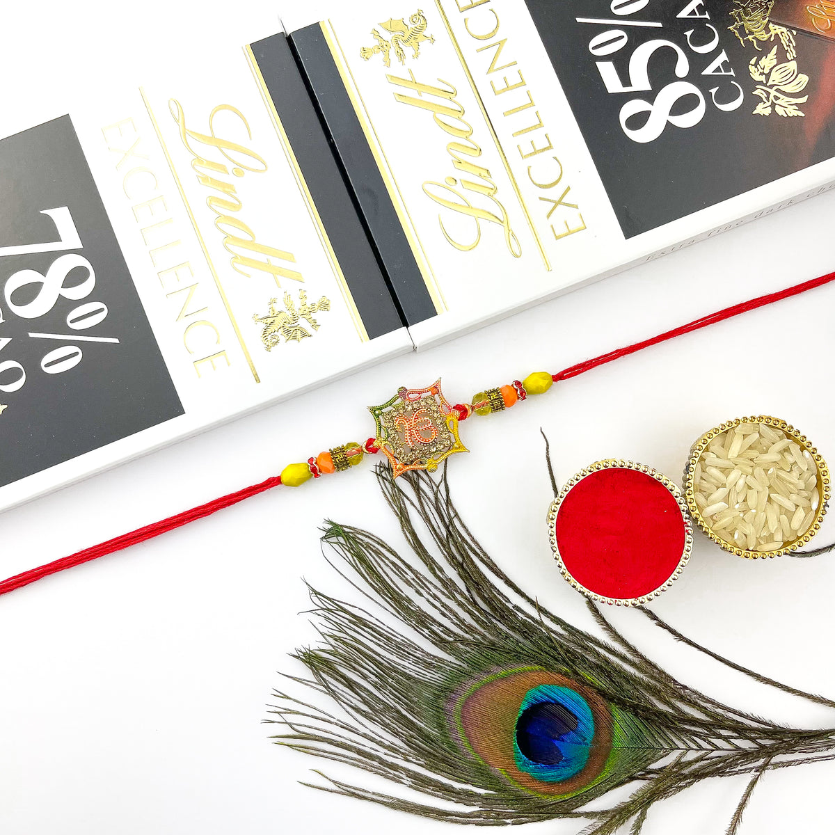 Traditional Rakhi with 2 Lindt Bars