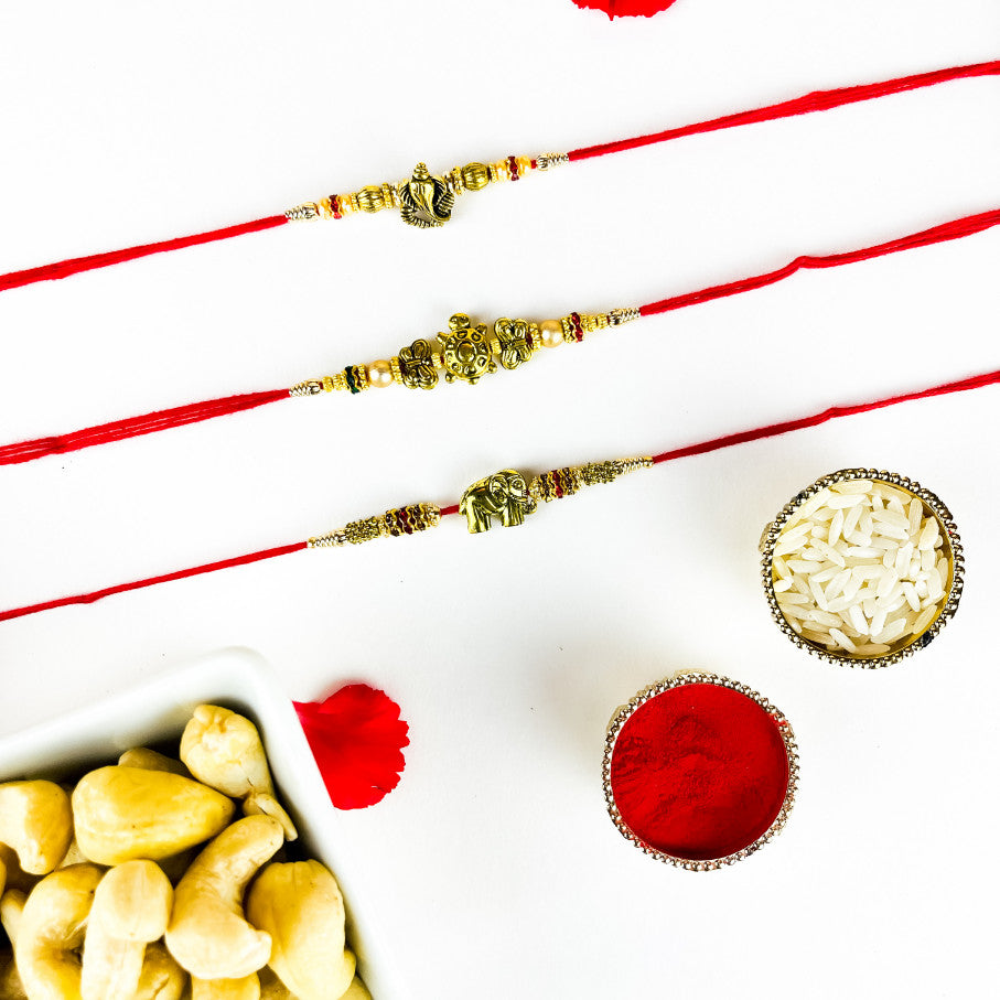 Set of 3 Classic Rakhis With Cashew