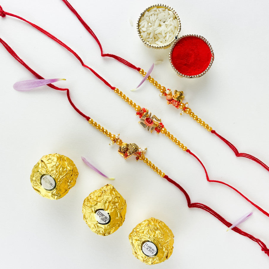Set of 3 Traditional Rakhis With Rocher