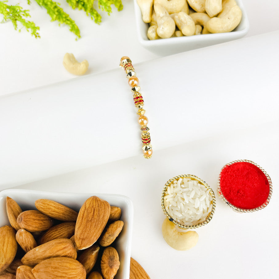 Pearl Rakhi With Dry Fruit Combo