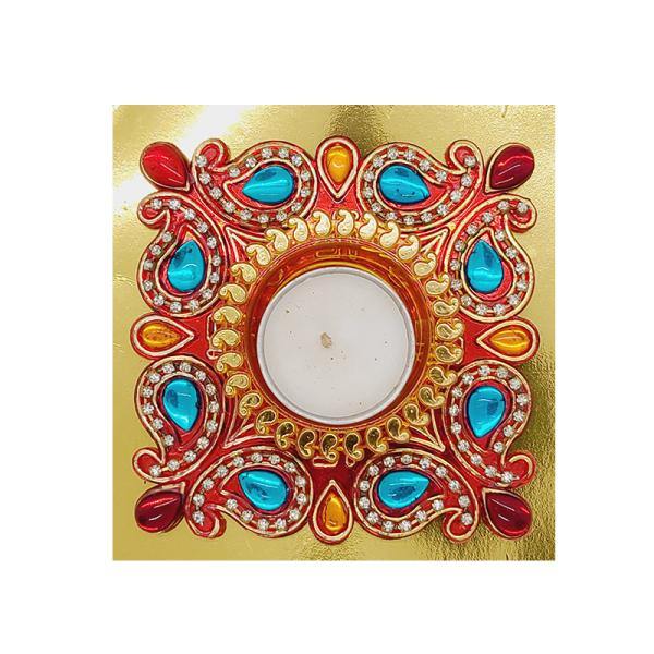 Square Kundan Diya - Cartly - Indian Grocery Store