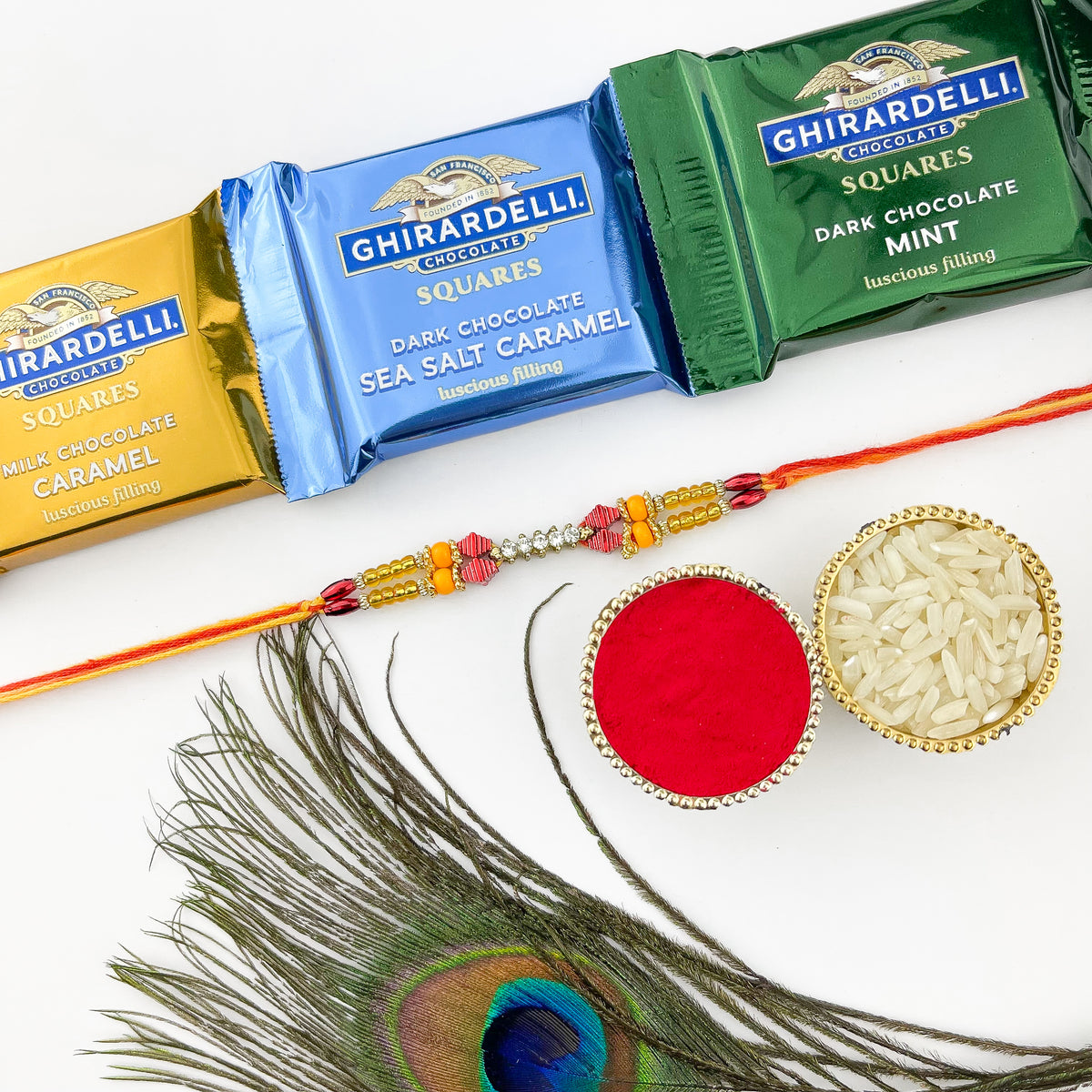 Traditional Rakhi with 3 Ghirardelli