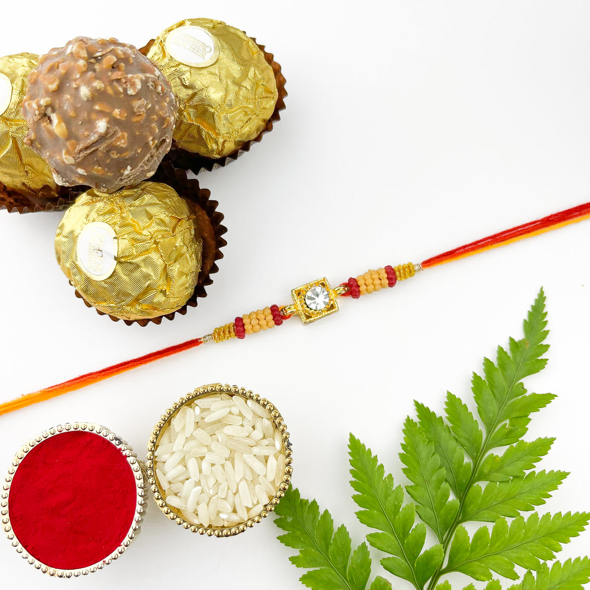 Traditional Rakhi with 3 pcs Ferrero Rocher