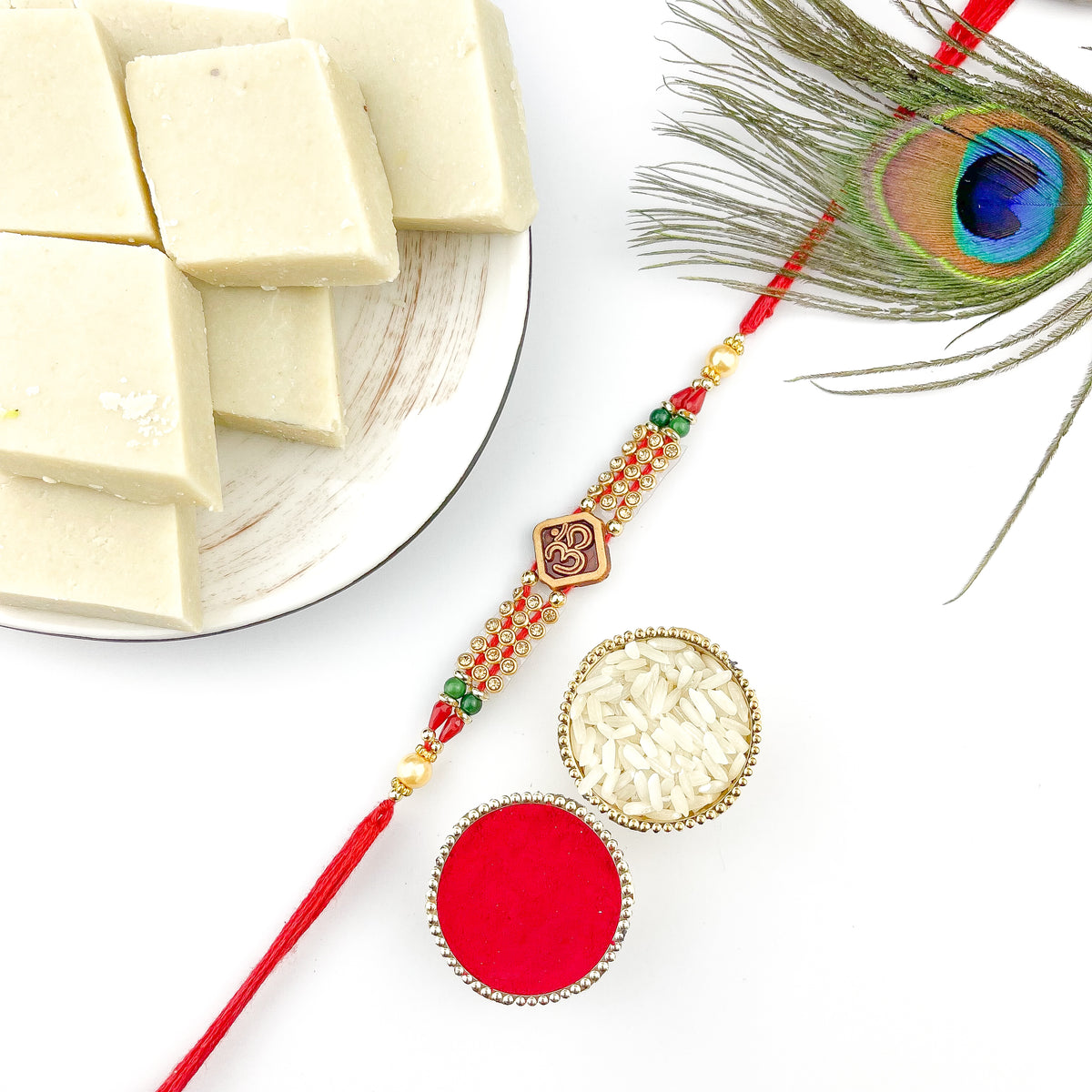 Traditional Rakhi with Kaju Katli