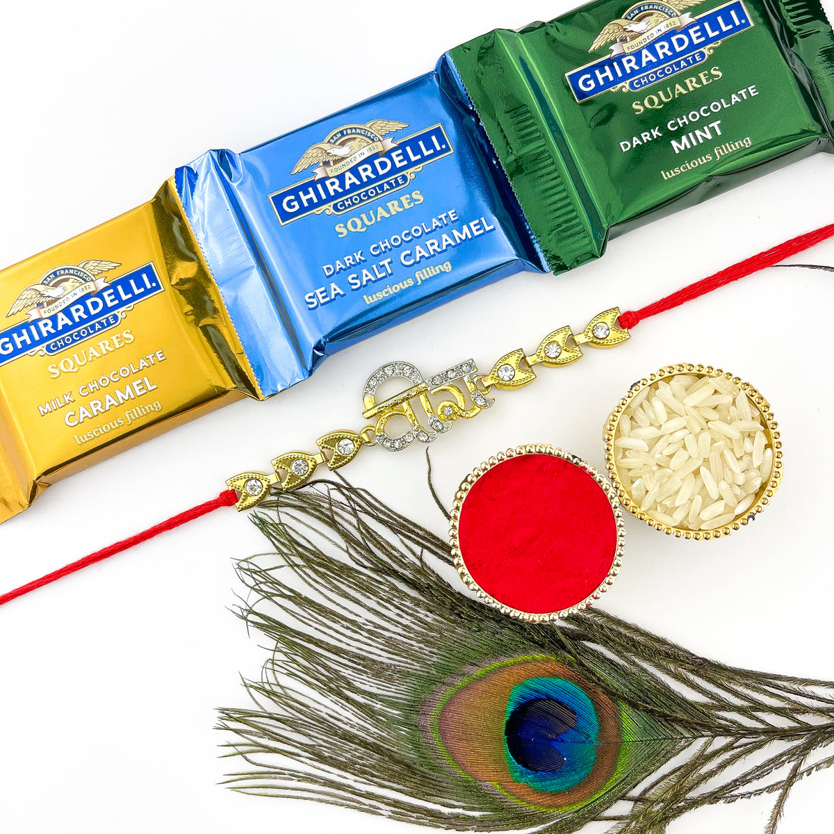 Traditional Rakhi with 3 Ghirardelli