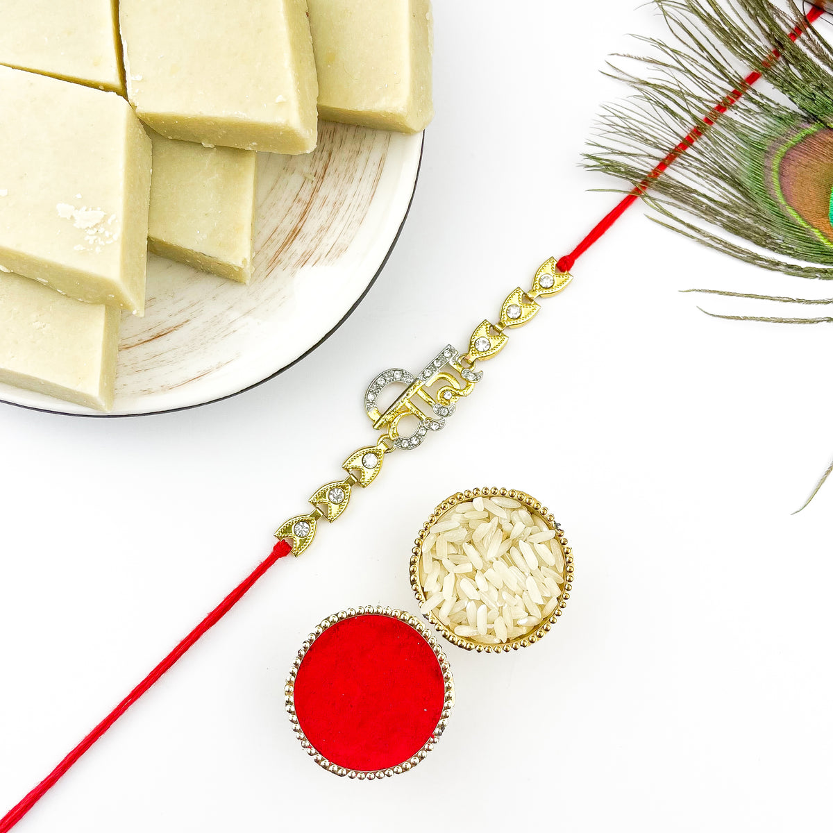 Traditional Rakhi with Kaju Katli