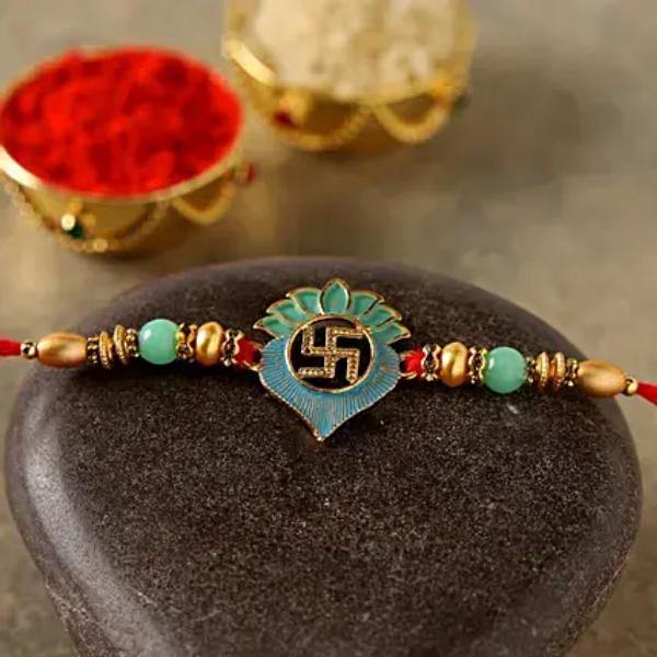 Blue Swastika Rakhi - Cartly - Indian Grocery Store