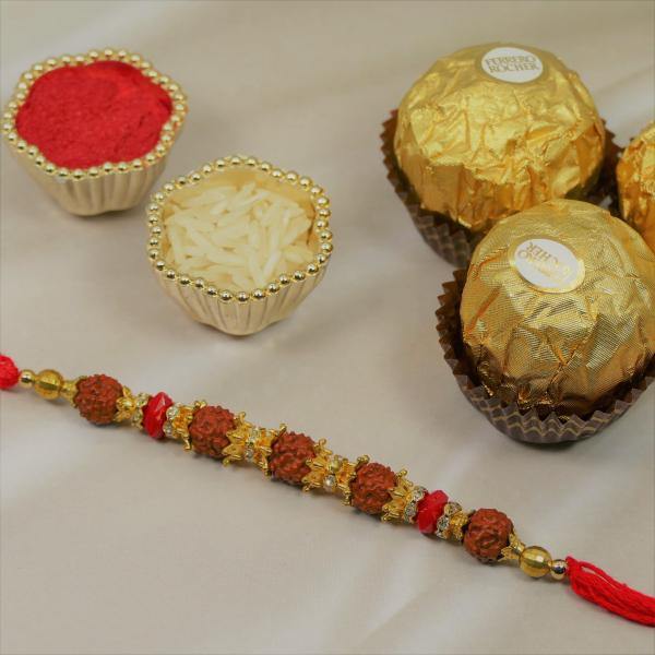 Rudraksha Rakhi with Ferrero Rocher - Cartly - Indian Grocery Store